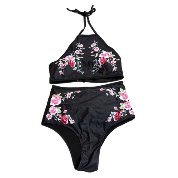 Other - Floral Black Bikini Set